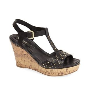 Women's Naturalizer ‘Riley' Black T-Strap Wedge